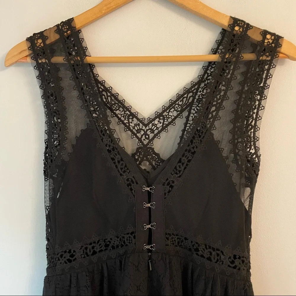 Free People Victoria Black Crochet Lace Mini Dress - Picture 6 of 13